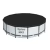 A round above-ground swimming pool with a black cover. Produktbild-Vorschau