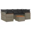 Design 7-tlg. Garten-Sofagarnitur mit Kissen Grau Poly Produktbild-Vorschau 2