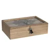 Clayre & Eef Čajová dóza 24x16x7 cm Hnedé drevo Sklo Náhľad obrázku produktu 2