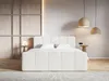 A modern bedroom with a white bouclé boxspring bed as the focal point. Produktbild-Vorschau