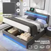 MODFU Lit Coffre Double 140×190 cm avec Rangement Voir les images du produit 5