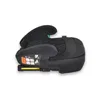 A black car seat booster seat shown from the side. Produktbild-Vorschau