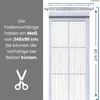 A product image showing a string curtain hanging in a window, with text overlay describing its dimensions and features. Náhľad obrázku produktu