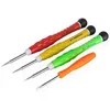 Four precision screwdrivers of different colors are arranged diagonally on a white background. Produktbild-Vorschau