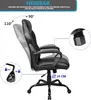 A diagram illustrating the reclining angles and height adjustment features of a black office chair. Produktbild-Vorschau