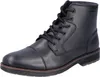 A black leather boot with laces on a white background. Produktbild-Vorschau