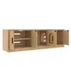 A wooden TV cabinet with open doors and compartments. Podgląd zdjęcia produktu