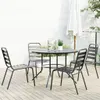 vidaXL Gartenstuhl-Set 5-tlg. Stapelbar Pulverbeschichteter Produktbild-Vorschau 2