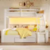 A white bunk bed with yellow bedding and decorative pillows in a child's room. Produktbild-Vorschau