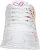 Front view of a white Skechers Uno Lite Love sneaker with colorful accents. Voir les images du produit