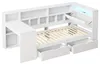 Lit plateforme en bois en forme de L avec bureau, étagère à Voir les images du produit 9