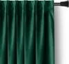 A close-up view of dark green velvet curtains hanging from a curtain rod. Produktbild-Vorschau