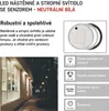 LED svítidlo ZURI s pohybovým čidlem, 22 cm, 14 W, neutrální bílá, IP54 Náhled obrázku produktu
