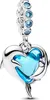 A silver charm with blue stones and a blue heart-shaped charm with dolphins. Anteprima dell’immagine prodotto
