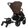 A brown and black stroller board with a seat attachment, shown from a low angle against a white background. Náhľad obrázku produktu