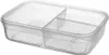 A clear plastic lunchbox with three compartments and a lid. Náhľad obrázku produktu