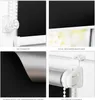 A collage of four close-up images showcasing different features of a blackout roller blind. Produktbild-Vorschau