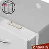 A drawer in a white cabinet is shown, with a beige smartphone charging inside. An inset diagram shows how to insert a cable through a hole in the drawer. Anteprima dell’immagine prodotto