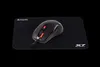 A black gaming mousepad with a black gaming mouse on top. The background is black. Anteprima dell’immagine prodotto