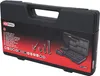 A black tool case with a red and black label showing the contents and product information. Náhľad obrázku produktu