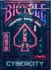 A cyberpunk-themed Bicycle playing card deck with neon lights and futuristic city elements. Voir les images du produit