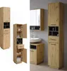A collage of bathroom furniture, including tall cabinets and a vanity with a sink. Náhled obrázku produktu