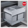 A pull-out trash bin system with two compartments inside a cabinet. Produktbild-Vorschau