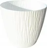 A white planter pot with a textured wavy pattern sits on a white saucer. Anteprima dell’immagine prodotto