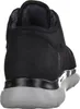 A rear view of a black Skechers boot with a gray sole. Produktbild-Vorschau