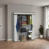 Textile Garderobe SONIA 8 Regalböden Grau mit Vorhang Produktbild-Vorschau 2