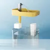 A pet drinking fountain with water flowing from a faucet into a yellow basin, with a white filter and a clear water reservoir below. Produktbild-Vorschau