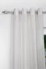 Close-up of white sheer curtains hanging from a silver curtain rod. Produktbild-Vorschau