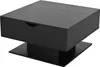 A black coffee table with a drawer and a geometric base, shown from a three-quarter angle against a white background. Náhled obrázku produktu