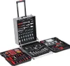 A silver rolling tool case with its compartments open, displaying a variety of tools. Náhled obrázku produktu