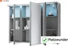 A modern, illuminated bathroom cabinet with mirrored doors. Produktbild-Vorschau
