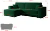 A green sectional sofa with dimensions indicated by measurement lines and text. Produktbild-Vorschau