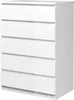 A white, high-gloss chest of drawers with five drawers. Produktbild-Vorschau