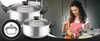 A woman is cooking in a kitchen, with pots and pans in the foreground. Voir les images du produit