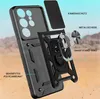 An exploded view of a black phone case with its components labeled. Produktbild-Vorschau