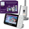 A product shot of a Philips Avent Connected Baby Monitor set, including the parent unit, baby unit, and packaging. Produktbild-Vorschau