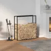 vidaXL Houtopslagrek zwart, 110x30x116 cm, staal Productafbeelding-voorbeeld 3