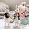 2 Hasen Figuren zum Hinstellen schwarz weiß gold - Produktbild-Vorschau 2