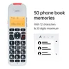A cordless phone with a display screen and keypad, next to marketing text and a graphic representation of a phone book list. Produktbild-Vorschau