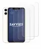A white smartphone is shown next to three clear screen protectors. Produktbild-Vorschau
