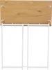 A top-down view of a foldable desk with a wooden top and white metal legs. Produktbild-Vorschau