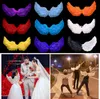 A collage of images showing colorful feather angel wings and people wearing angel wings at events. Produktbild-Vorschau