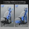 Diagrams illustrating the height and depth adjustment features of an ergonomic office chair, with a mannequin demonstrating the adjustments. Náhled obrázku produktu