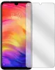 A clear screen protector is shown placed over a smartphone screen. Produktbild-Vorschau