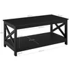 A black coffee table with dimensions indicated by measurement lines and text. Produktbild-Vorschau