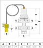 A diagram showing the dimensions and specifications of a Caleffi Doppelte thermische Ablaufsicherung 544400. Anteprima dell’immagine prodotto